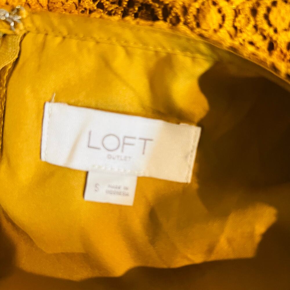 Ann Taylor Loft Lace Short Sleeve Dress Size S Small Mustard Yellow - Picture 4 of 7